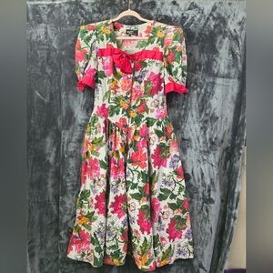 Dawn Joy Fashions Floral Midi Dress - Pink and Green